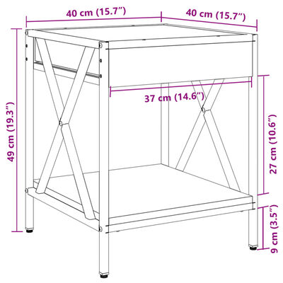 vidaXL Table basse avec LED Infinity chêne marron 40x40x49 cm