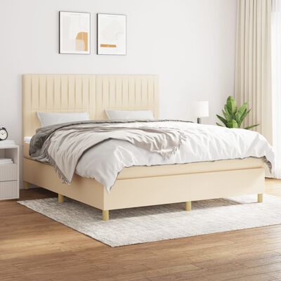 vidaXL Sommier à lattes de lit avec matelas Crème 160x200 cm Tissu