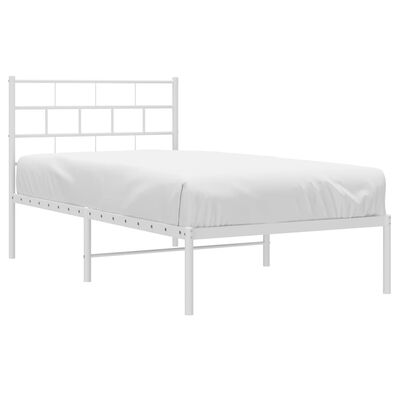 vidaXL Cadre de lit métal sans matelas et tête de lit blanc 107x203 cm