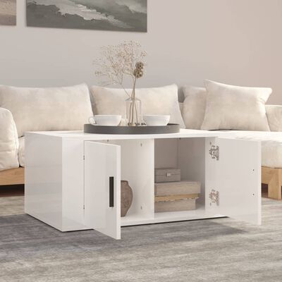 vidaXL Table basse Blanc brillant 80x50x36 cm Bois d'ingénierie