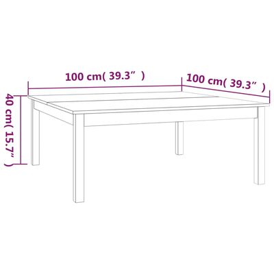 vidaXL Table basse 100x100x40 cm Bois massif de pin