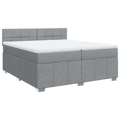 vidaXL Sommier à lattes de lit avec matelas Gris clair 200x200cm Tissu