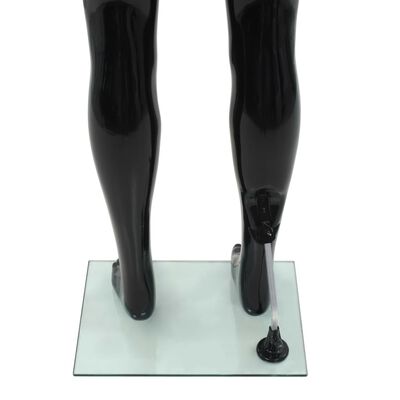 vidaXL Mannequin homme corps complet base verre Noir brillant 185 cm