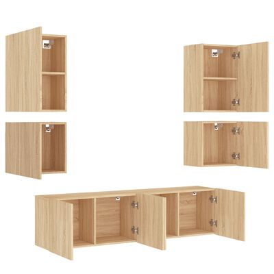 vidaXL Unités murales TV 6 pcs chêne sonoma bois d'ingénierie