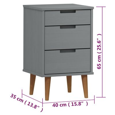 vidaXL Table de chevet MOLDE Gris 40x35x65 cm Bois de pin massif