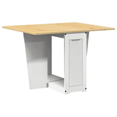 vidaXL Table à manger papillon pliable Corona blanc bois de pin massif