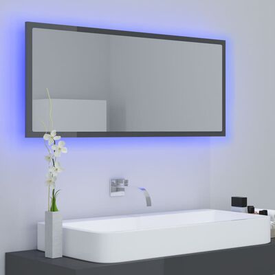 vidaXL Miroir LED salle de bain Gris brillant 100x8,5x37 cm Acrylique