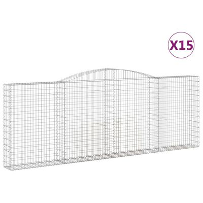 vidaXL Paniers à gabions arqués 15 pcs 400x30x140/160 cm Fer galvanisé