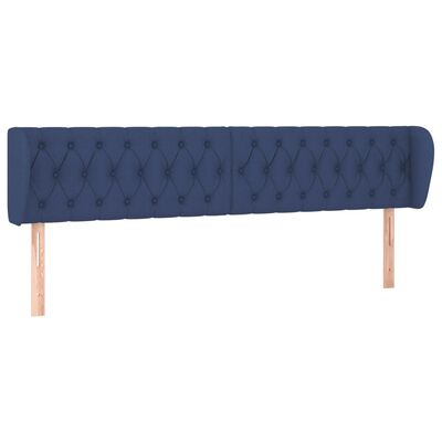 vidaXL Tête de lit avec oreilles Bleu 203x23x78/88 cm Tissu