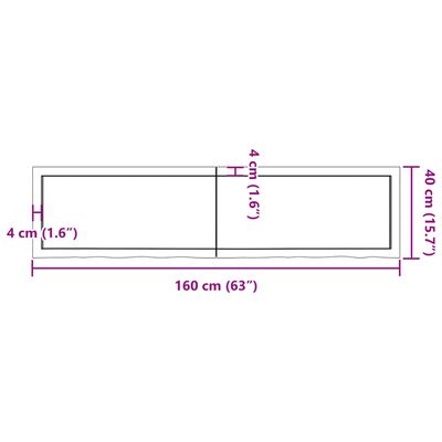 vidaXL Étagère murale 160x40x(2-4) cm bois de chêne massif non traité