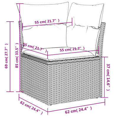 vidaXL Salon de jardin 11 pcs avec coussins beige résine tressée