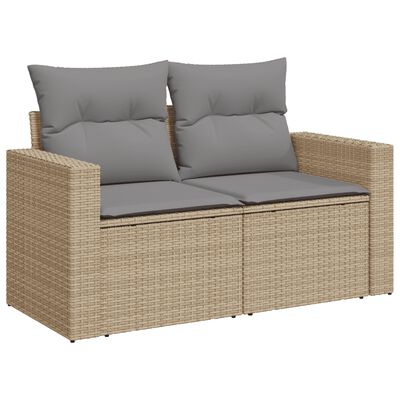 vidaXL Salon de jardin avec coussins 6 pcs beige résine tressée