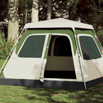 vidaXL Tente de camping à dôme 4 personnes vert libération rapide