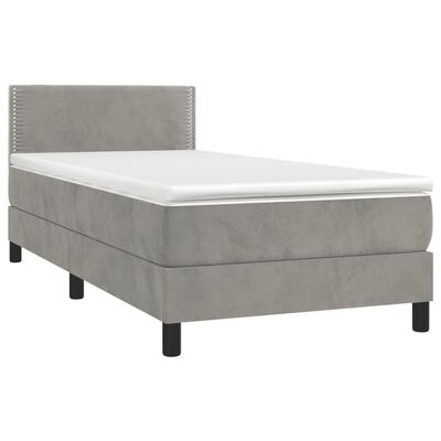 vidaXL Sommier à lattes de lit et matelas Gris clair 90x200 cm Velours