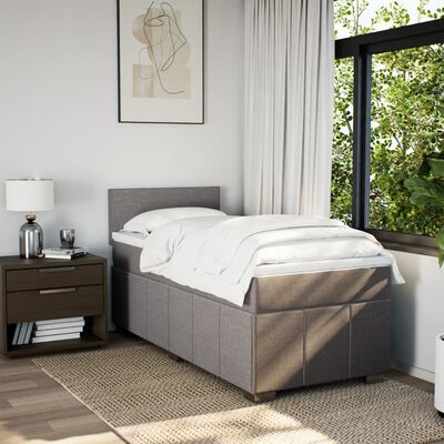 vidaXL Sommier à lattes de lit avec matelas Taupe 90x190 cm Tissu