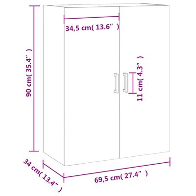 vidaXL Armoire murale chêne marron 69,5x34x90 cm