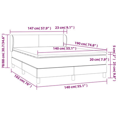 vidaXL Sommier à lattes de lit et matelas Bleu foncé 140x190cm Velours