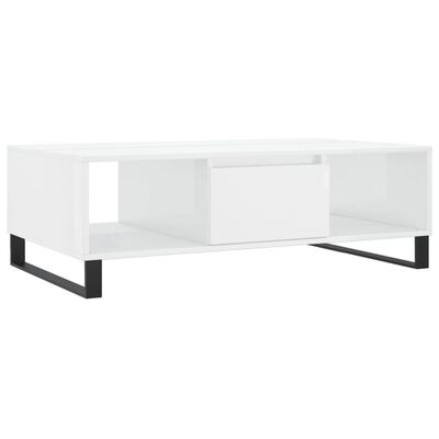 vidaXL Table basse blanc brillant 104x60x35 cm bois d'ingénierie