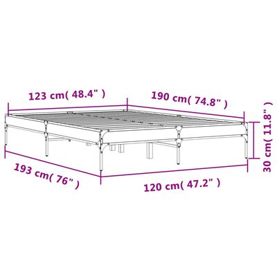 vidaXL Cadre de lit chêne sonoma 120x190 cm bois d'ingénierie et métal