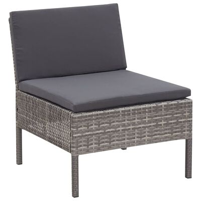 vidaXL Salon de jardin 3 pcs avec coussins Résine tressée Gris