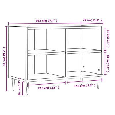 vidaXL Meuble TV blanc 69,5 x 30 x 50 cm bois d'ingénierie