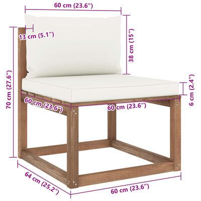 vidaXL Canapé palette de jardin 4 places avec coussins Pin imprégné