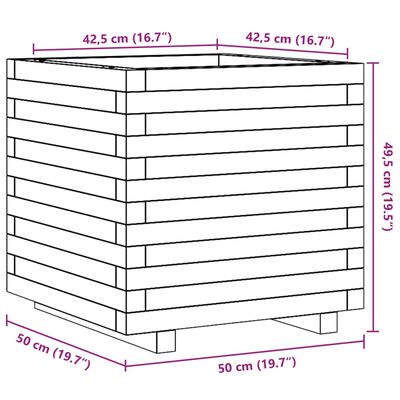 vidaXL Jardinière blanc 50x50x49,5 cm bois de pin massif