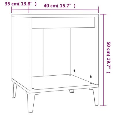 vidaXL Table de chevet Gris béton 40x35x50 cm