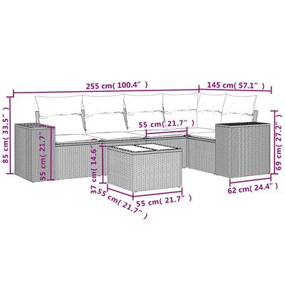 vidaXL Salon de jardin 6 pcs avec coussins noir résine tressée