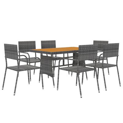 vidaXL Mobilier à dîner d'extérieur 7 pcs Résine tressée Gris