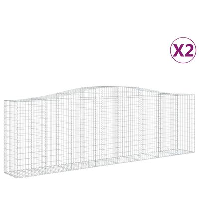 vidaXL Paniers à gabions arqués 2 pcs 400x50x120/140 cm Fer galvanisé