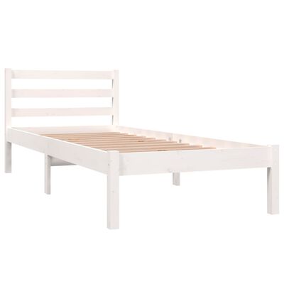 vidaXL Cadre de lit Bois de pin massif 75x190 cm Blanc petit simple