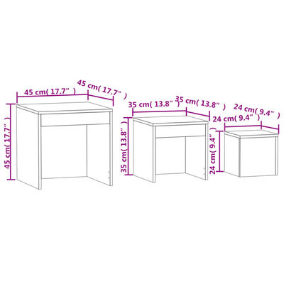 vidaXL Tables gigognes 3 pcs Chêne sonoma Aggloméré