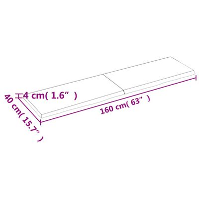 vidaXL Comptoir de salle de bain 160x40x(2-4)cm bois massif non traité