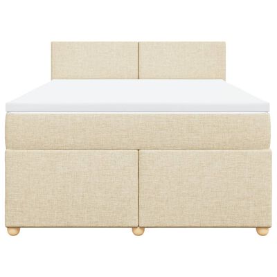 vidaXL Sommier à lattes de lit avec matelas Crème 160x200 cm Tissu