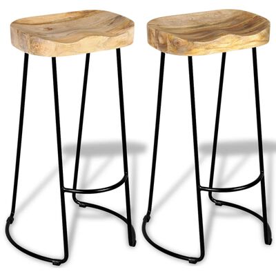 vidaXL Tabourets de bar lot de 2 bois de manguier massif