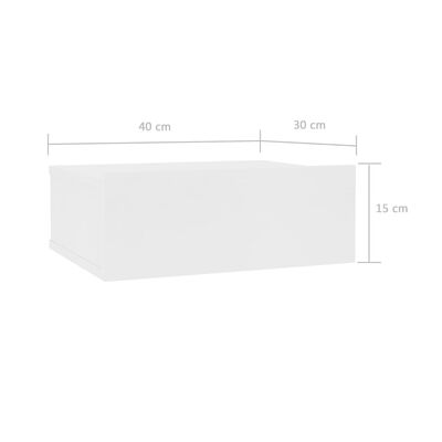 vidaXL Table de chevet flottante Blanc 40x30x15 cm Bois d'ingénierie
