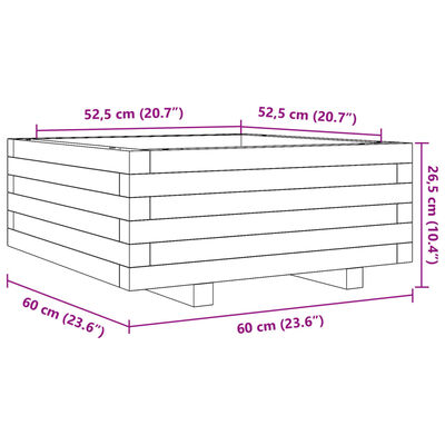 vidaXL Jardinière blanc 60x60x26,5 cm bois de pin massif