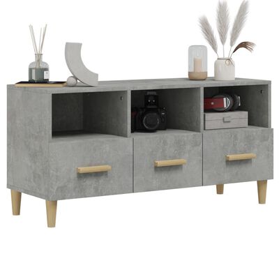 vidaXL Meuble TV gris béton 102x36x50 cm bois d'ingénierie