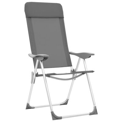 vidaXL Chaises de camping pliables lot de 2 Gris Aluminium