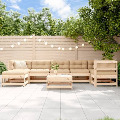 vidaXL Salon de jardin 8 pcs avec coussins bois massif