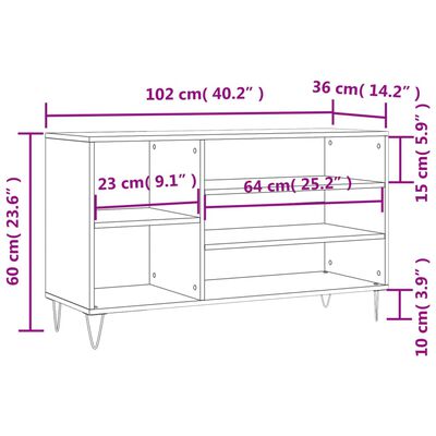 vidaXL Armoire à chaussures Chêne fumé 102x36x60 cm Bois d'ingénierie