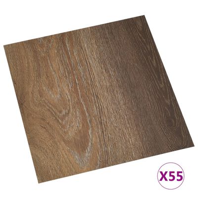 vidaXL Dalles de plancher autoadhésives 55 pcs PVC 5,11 m² Marron