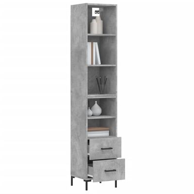 vidaXL Buffet haut Gris béton 34,5x34x180 cm Bois d'ingénierie