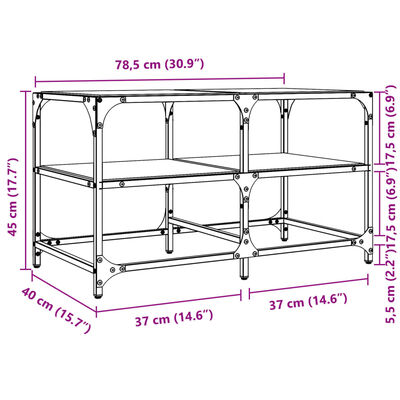 vidaXL Table basse avec dessus en verre transparent 78,5x40x45cm acier