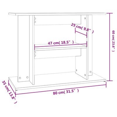 vidaXL Support pour aquarium sonoma gris 80x35x60 cm bois d'ingénierie