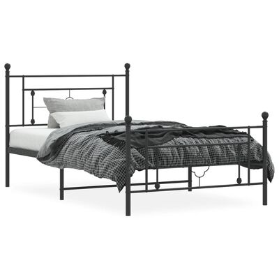 vidaXL Cadre de lit métal sans matelas avec pied de lit noir 107x203cm