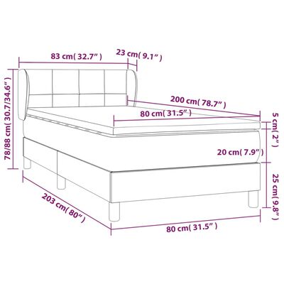 vidaXL Sommier à lattes de lit avec matelas Marron foncé 80x200 cm