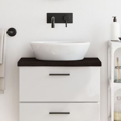 vidaXL Comptoir de salle de bain marron foncé bois massif traité