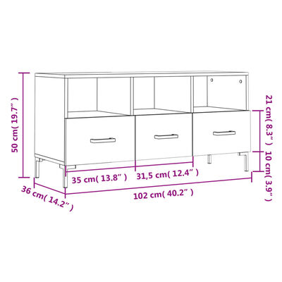 vidaXL Meuble TV chêne fumé 102x36x50 cm bois d'ingénierie